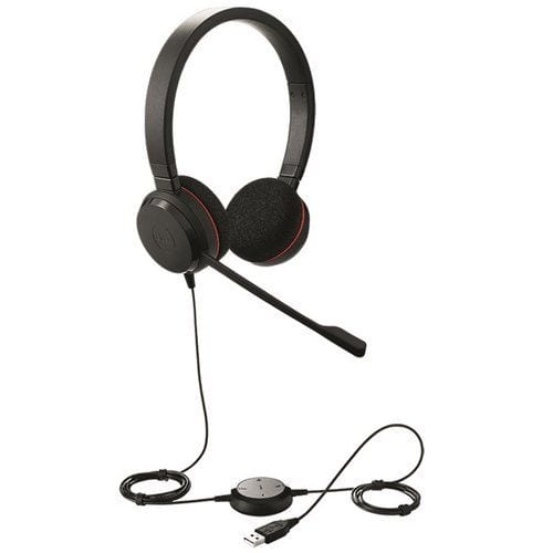 Jabra Evolve 20 UC Stereo Wired Headset / Music Headphones (US Retail  Packaging), Black