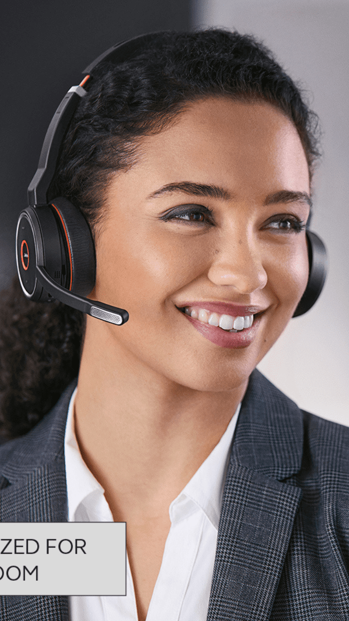 Jabra Evolve 75 UC Wireless Headset, Stereo – Includes Link 370 USB Adapter  and Charging Stand – Bluetooth Headset with World-Class Speakers, Active
